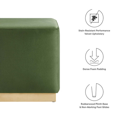 Modway - Tilden 17" Square Performance Velvet Upholstered Ottoman by Modway  Living Room Sofas and Armchairs Green - EEI-6640-MOG-NAT