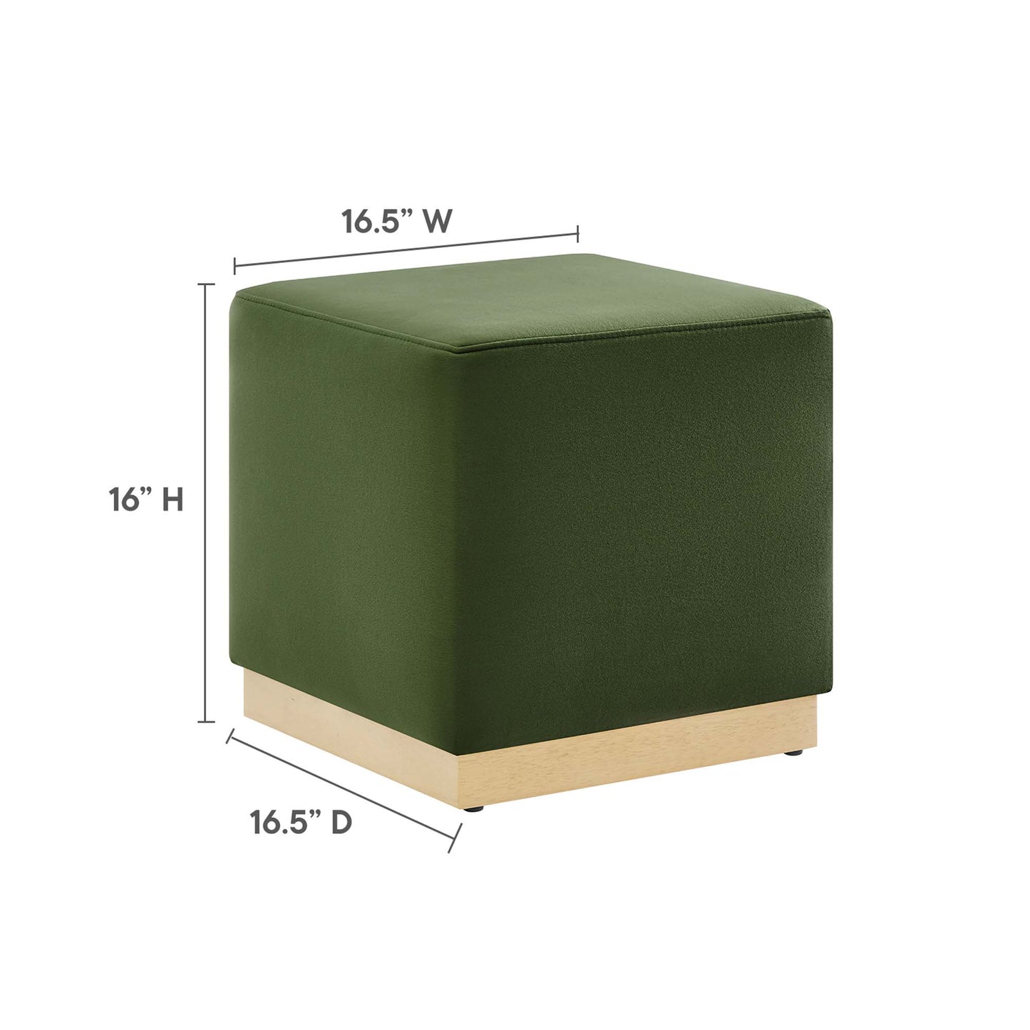Modway - Tilden 17" Square Performance Velvet Upholstered Ottoman by Modway  Living Room Sofas and Armchairs Green - EEI-6640-MOG-NAT