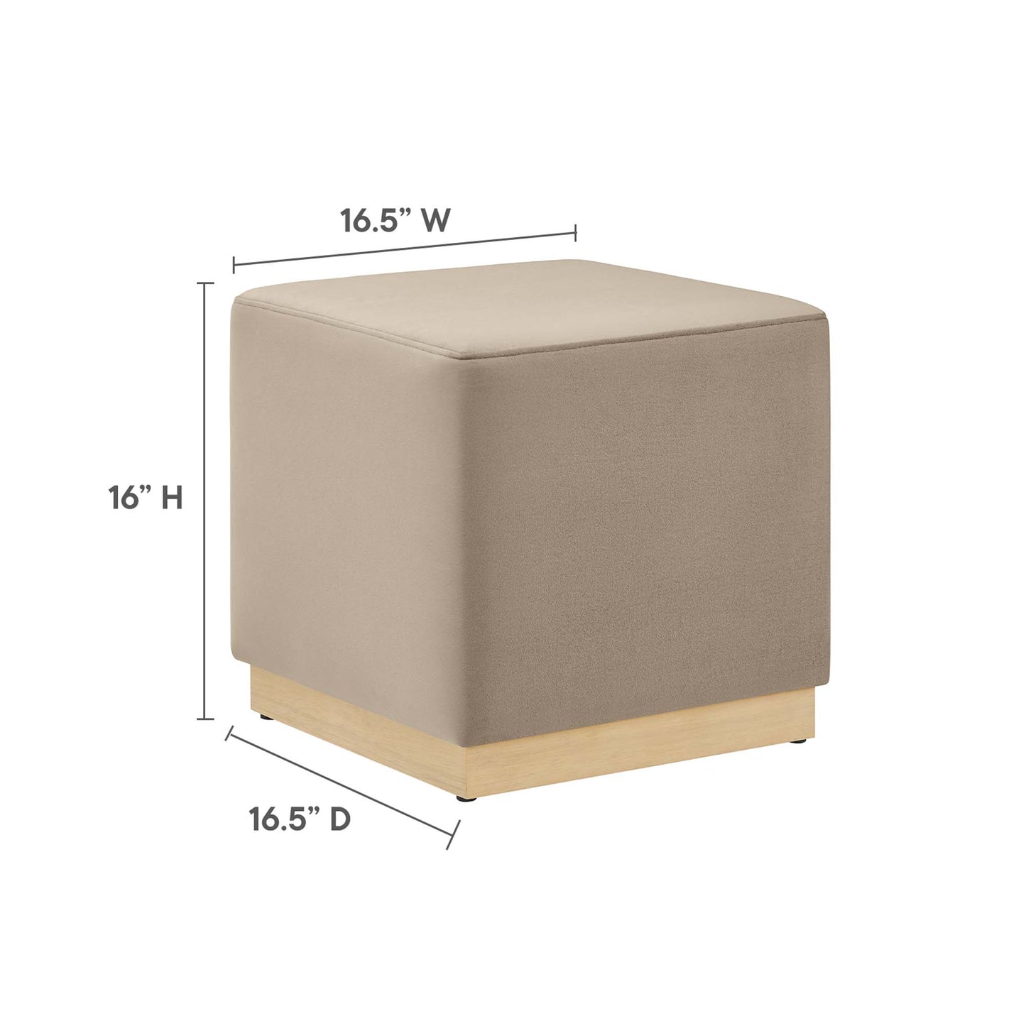 Modway - Tilden 17" Square Performance Velvet Upholstered Ottoman by Modway  Living Room Sofas and Armchairs Brown - EEI-6640-TAU-NAT