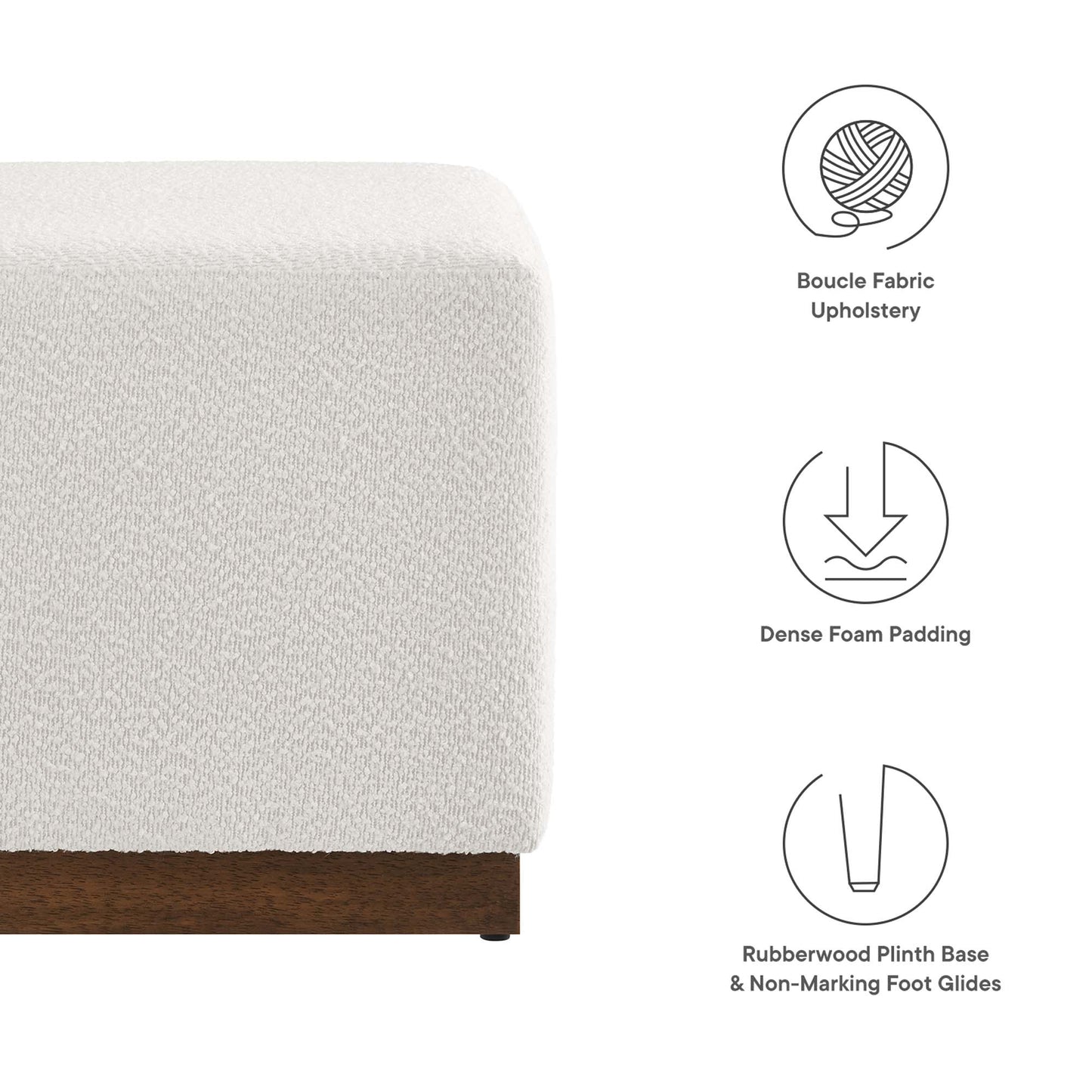 Modway - Tilden 17" Square Boucle Upholstered Ottoman by Modway  Living Room Sofas and Armchairs White - EEI-6641-CLO-WAL