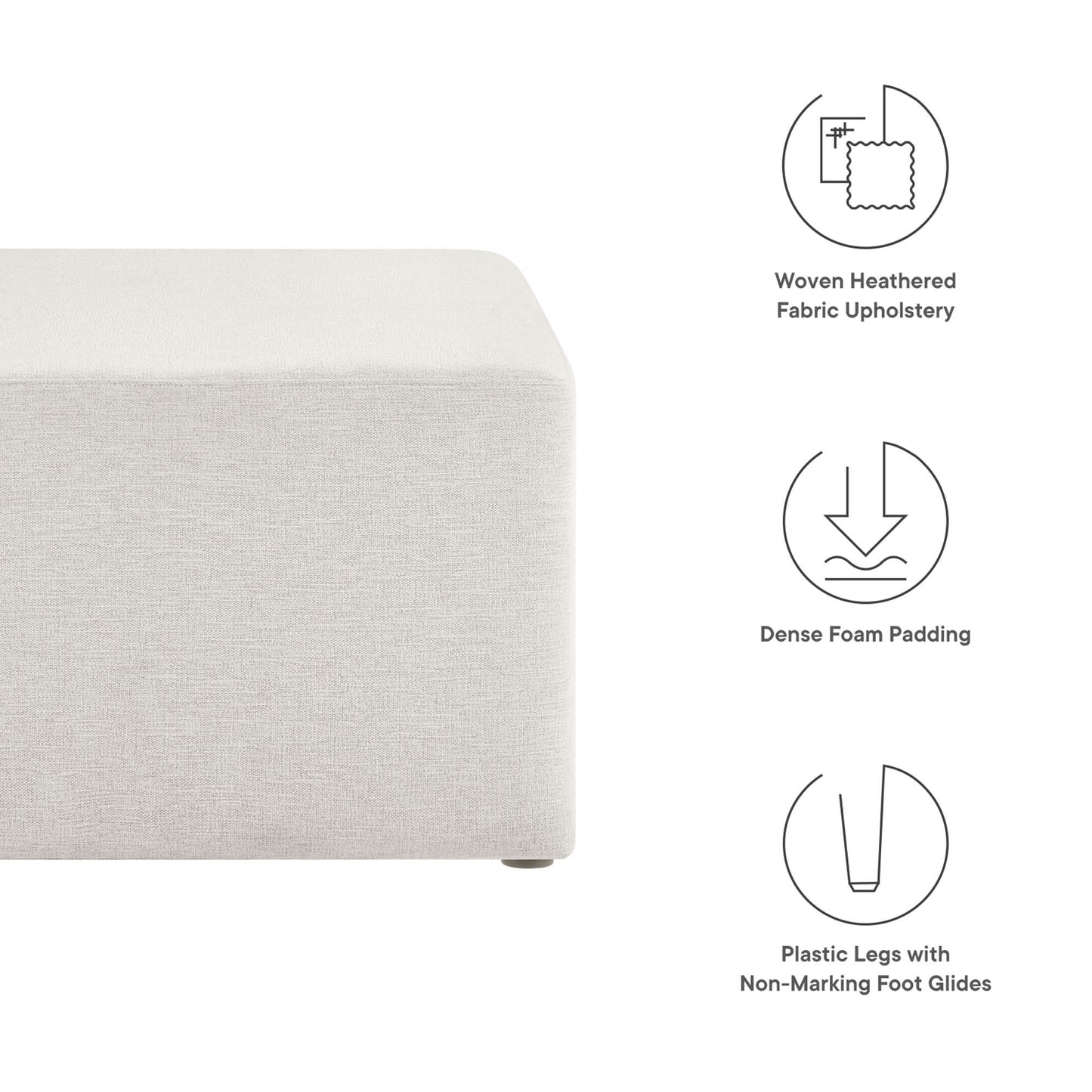 Modway - Callum Large 28" Square Woven Heathered Fabric Upholstered Ottoman by Modway  Living Room Sofas and Armchairs White - EEI-6642-HEI