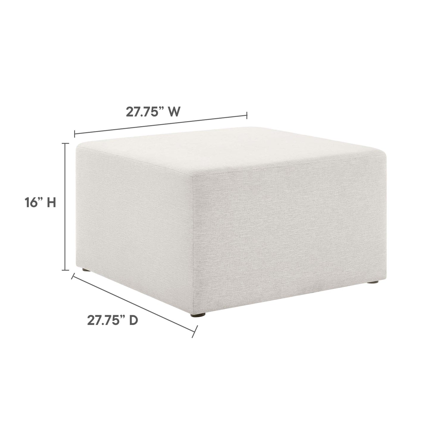 Modway - Callum Large 28" Square Woven Heathered Fabric Upholstered Ottoman by Modway  Living Room Sofas and Armchairs White - EEI-6642-HEI