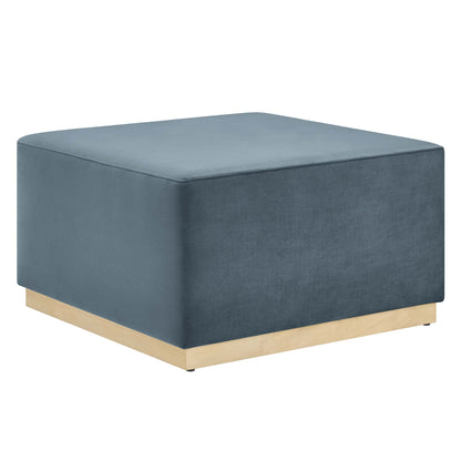 Modway - Tilden Large 28" Square Performance Velvet Upholstered Ottoman by Modway  Living Room Sofas and Armchairs Blue - EEI-6643-CAB-NAT