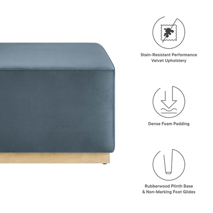 Modway - Tilden Large 28" Square Performance Velvet Upholstered Ottoman by Modway  Living Room Sofas and Armchairs Blue - EEI-6643-CAB-NAT