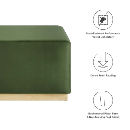 Modway - Tilden Large 28" Square Performance Velvet Upholstered Ottoman by Modway  Living Room Sofas and Armchairs Green - EEI-6643-MOG-NAT