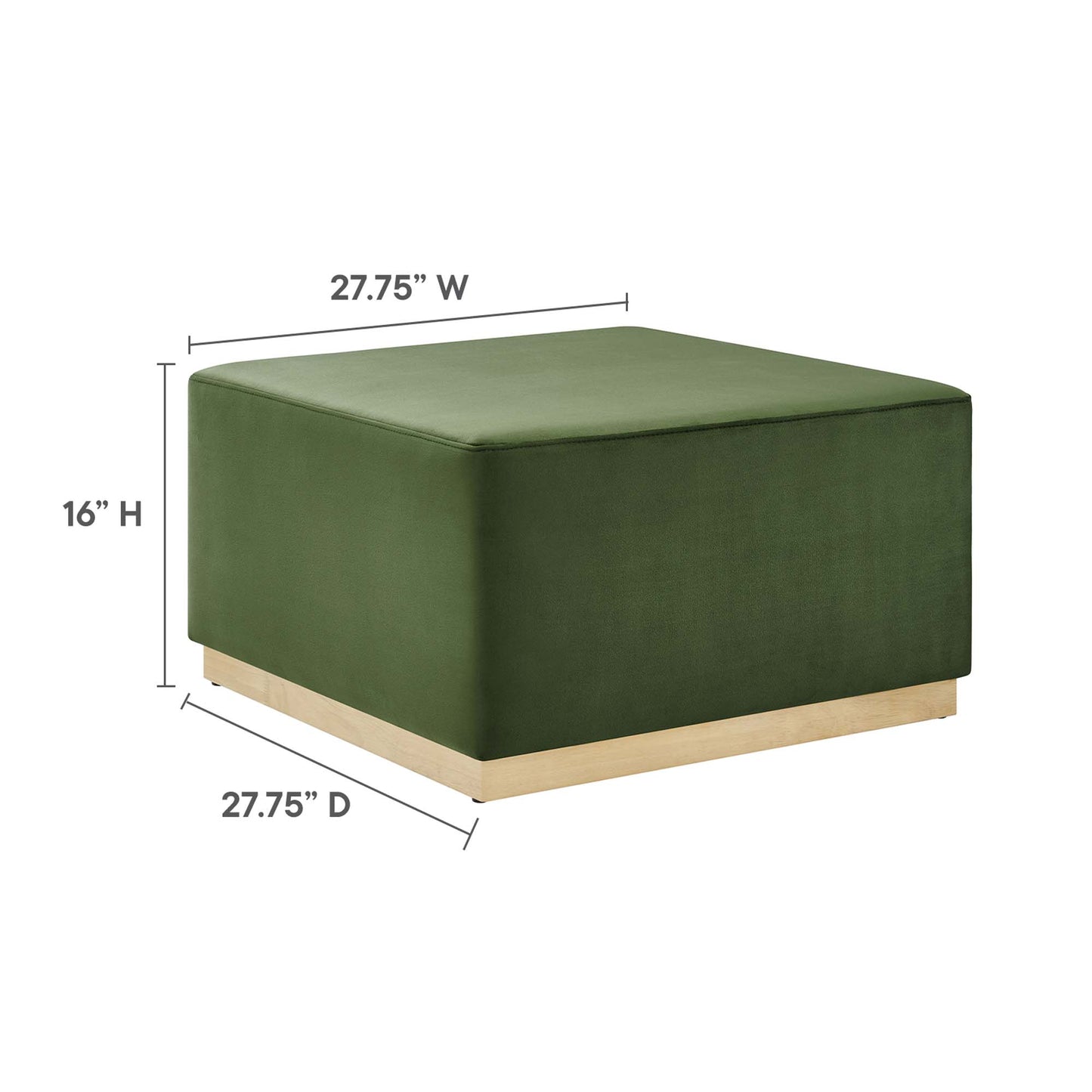 Modway - Tilden Large 28" Square Performance Velvet Upholstered Ottoman by Modway  Living Room Sofas and Armchairs Green - EEI-6643-MOG-NAT