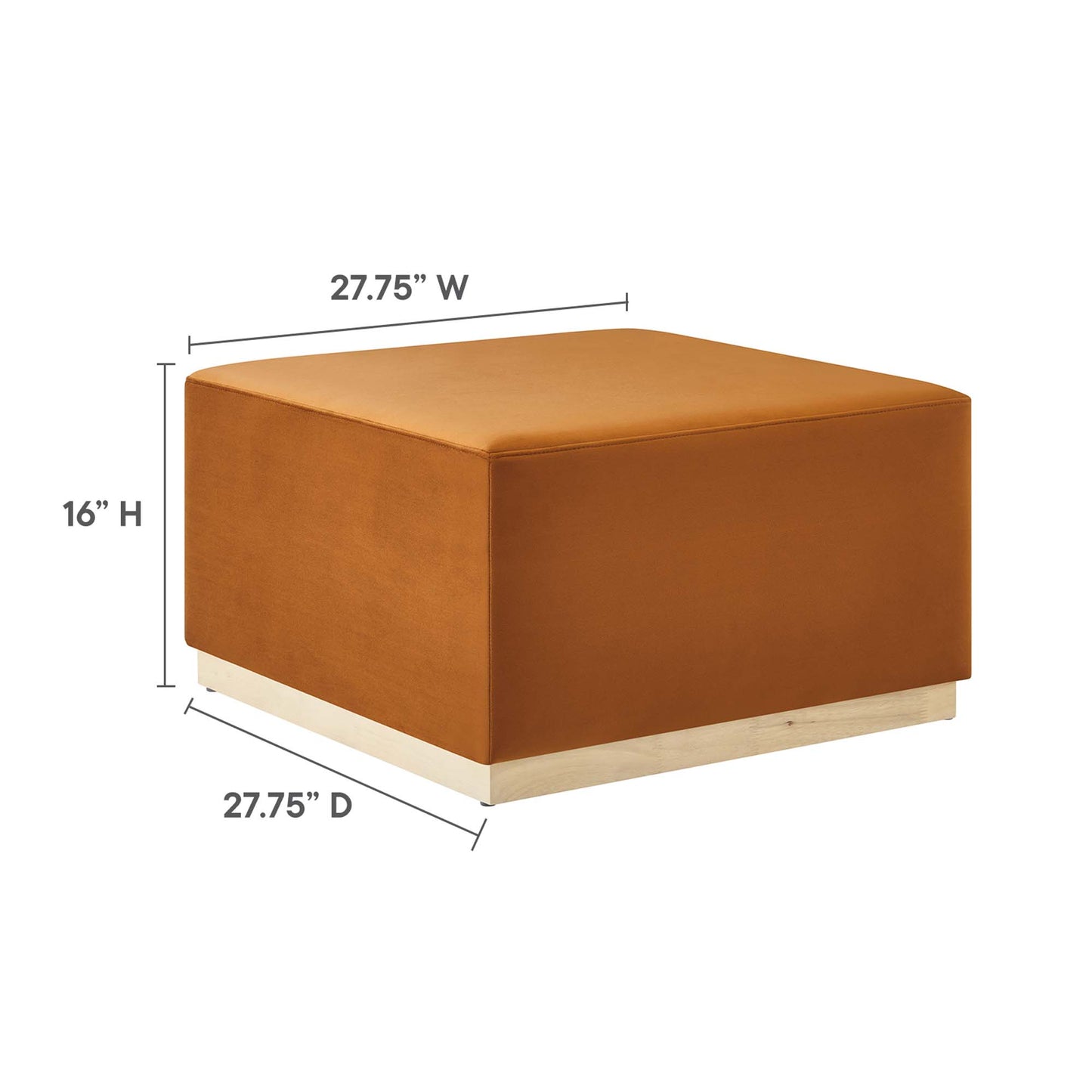 Modway - Tilden Large 28" Square Performance Velvet Upholstered Ottoman by Modway  Living Room Sofas and Armchairs Red - EEI-6643-RUS-NAT