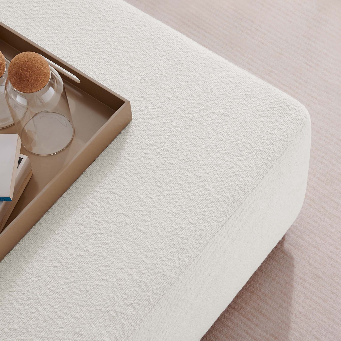 Modway - Tilden Large 28" Square Boucle Upholstered Ottoman by Modway  Living Room Sofas and Armchairs White - EEI-6644-CLO-WAL