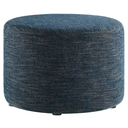 Modway - Callum Large 23" Round Woven Heathered Fabric Upholstered Ottoman by Modway  Living Room Sofas and Armchairs Blue - EEI-6645-HEA