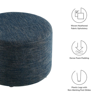 Modway - Callum Large 23" Round Woven Heathered Fabric Upholstered Ottoman by Modway  Living Room Sofas and Armchairs Blue - EEI-6645-HEA