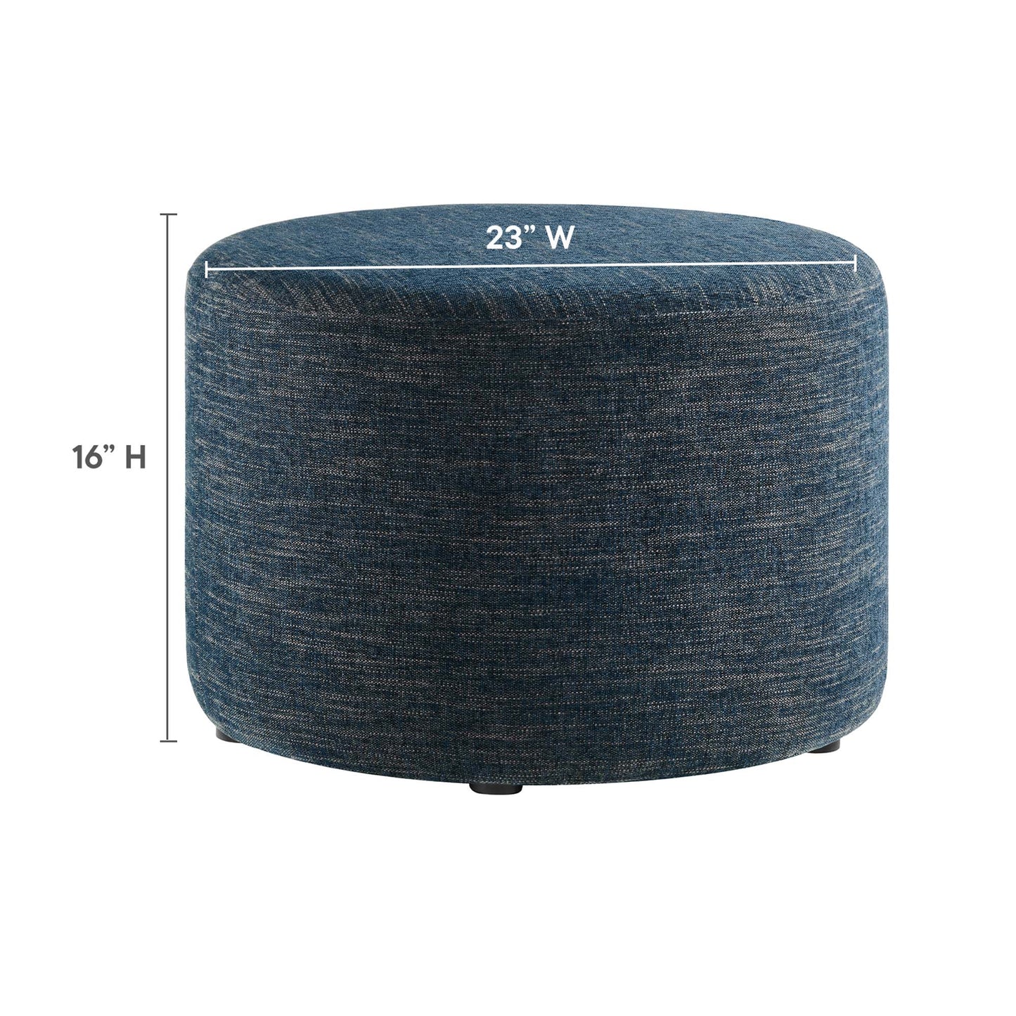 Modway - Callum Large 23" Round Woven Heathered Fabric Upholstered Ottoman by Modway  Living Room Sofas and Armchairs Blue - EEI-6645-HEA