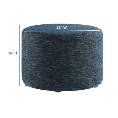 Modway - Callum Large 23" Round Woven Heathered Fabric Upholstered Ottoman by Modway  Living Room Sofas and Armchairs Blue - EEI-6645-HEA