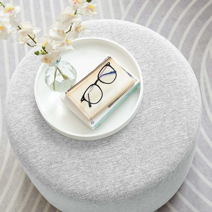 Modway - Callum Large 23" Round Woven Heathered Fabric Upholstered Ottoman by Modway  Living Room Sofas and Armchairs Gray - EEI-6645-HLG