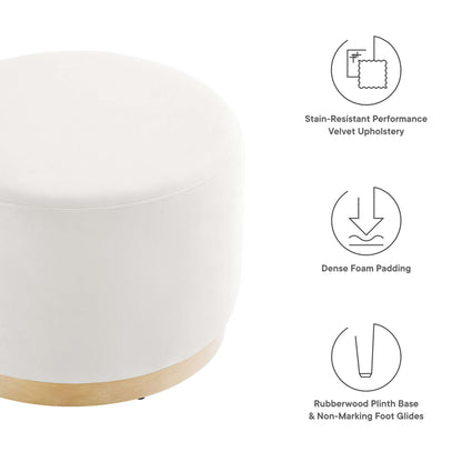 Modway - Tilden Large 23" Round Performance Velvet Upholstered Ottoman by Modway  Living Room Sofas and Armchairs White - EEI-6646-ALA-NAT