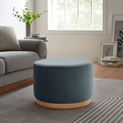 Modway - Tilden Large 23" Round Performance Velvet Upholstered Ottoman by Modway  Living Room Sofas and Armchairs Blue - EEI-6646-CAB-NAT