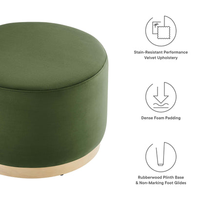 Modway - Tilden Large 23" Round Performance Velvet Upholstered Ottoman by Modway  Living Room Sofas and Armchairs Green - EEI-6646-MOG-NAT