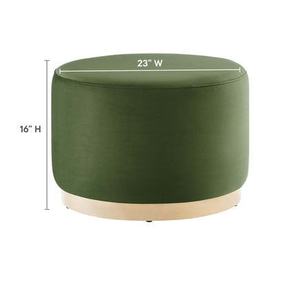 Modway - Tilden Large 23" Round Performance Velvet Upholstered Ottoman by Modway  Living Room Sofas and Armchairs Green - EEI-6646-MOG-NAT