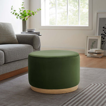 Modway - Tilden Large 23" Round Performance Velvet Upholstered Ottoman by Modway  Living Room Sofas and Armchairs Green - EEI-6646-MOG-NAT