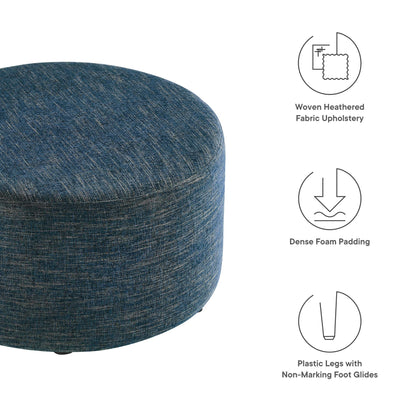 Modway - Callum Large 29" Round Woven Heathered Fabric Upholstered Ottoman by Modway  Living Room Sofas and Armchairs Blue - EEI-6647-HEA