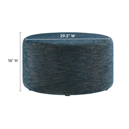 Modway - Callum Large 29" Round Woven Heathered Fabric Upholstered Ottoman by Modway  Living Room Sofas and Armchairs Blue - EEI-6647-HEA