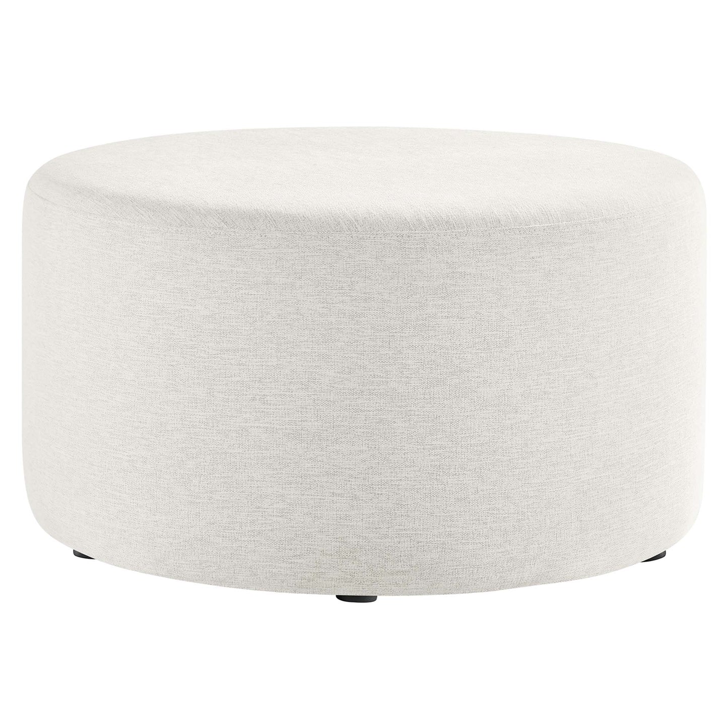 Modway - Callum Large 29" Round Woven Heathered Fabric Upholstered Ottoman by Modway  Living Room Sofas and Armchairs White - EEI-6647-HEI