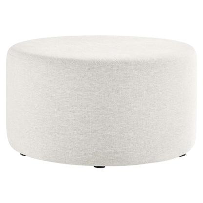 Modway - Callum Large 29" Round Woven Heathered Fabric Upholstered Ottoman by Modway  Living Room Sofas and Armchairs White - EEI-6647-HEI