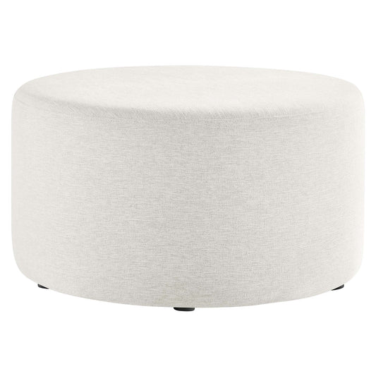 Modway - Callum Large 29" Round Woven Heathered Fabric Upholstered Ottoman by Modway  Living Room Sofas and Armchairs White - EEI-6647-HEI