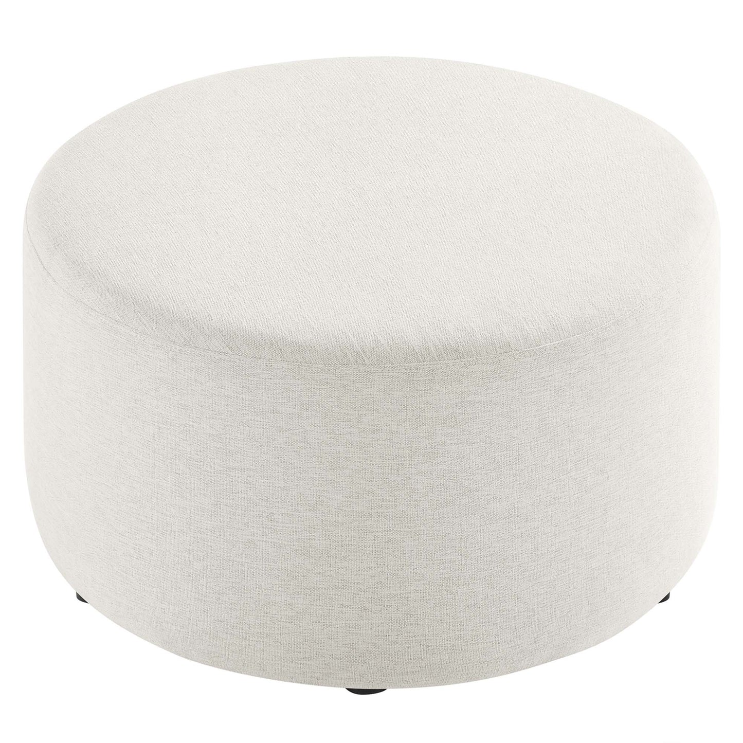Modway - Callum Large 29" Round Woven Heathered Fabric Upholstered Ottoman by Modway  Living Room Sofas and Armchairs White - EEI-6647-HEI