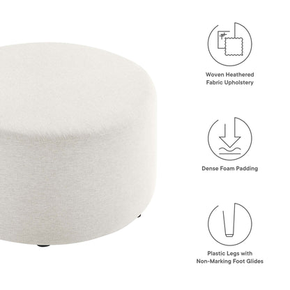 Modway - Callum Large 29" Round Woven Heathered Fabric Upholstered Ottoman by Modway  Living Room Sofas and Armchairs White - EEI-6647-HEI