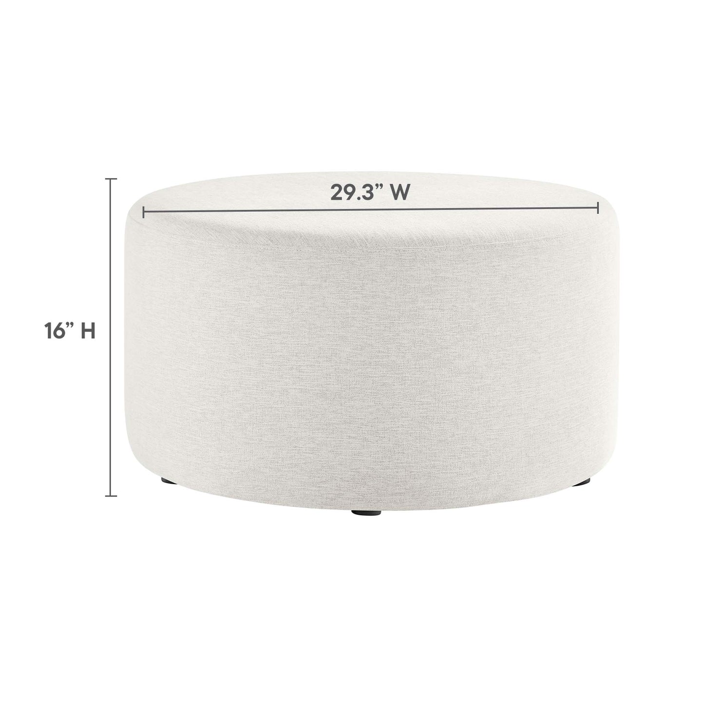 Modway - Callum Large 29" Round Woven Heathered Fabric Upholstered Ottoman by Modway  Living Room Sofas and Armchairs White - EEI-6647-HEI