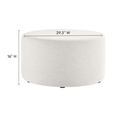 Modway - Callum Large 29" Round Woven Heathered Fabric Upholstered Ottoman by Modway  Living Room Sofas and Armchairs White - EEI-6647-HEI