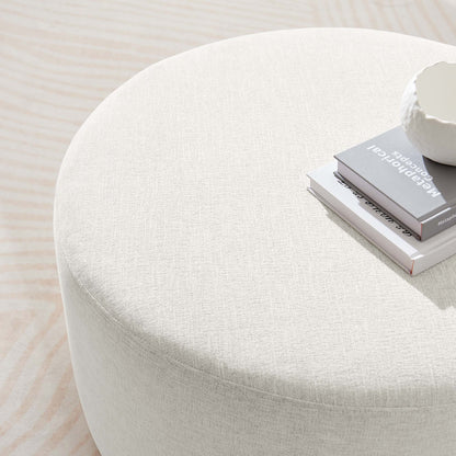 Modway - Callum Large 29" Round Woven Heathered Fabric Upholstered Ottoman by Modway  Living Room Sofas and Armchairs White - EEI-6647-HEI