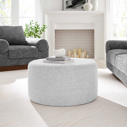 Modway - Callum Large 29" Round Woven Heathered Fabric Upholstered Ottoman by Modway  Living Room Sofas and Armchairs Gray - EEI-6647-HLG