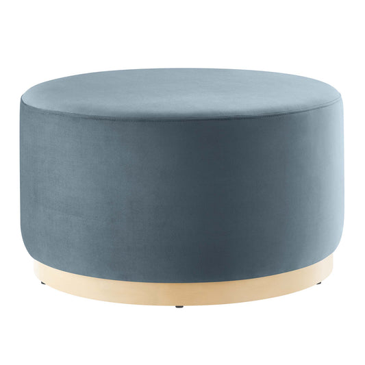 Modway - Tilden Large 29" Round Performance Velvet Upholstered Ottoman by Modway  Living Room Sofas and Armchairs Blue - EEI-6648-CAB-NAT