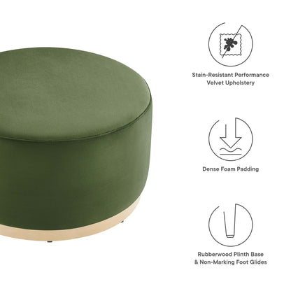 Modway - Tilden Large 29" Round Performance Velvet Upholstered Ottoman by Modway  Living Room Sofas and Armchairs Green - EEI-6648-MOG-NAT
