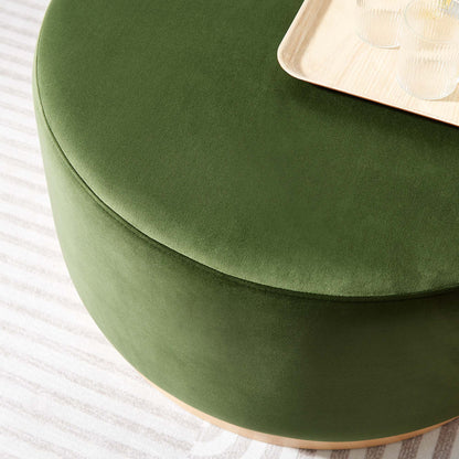 Modway - Tilden Large 29" Round Performance Velvet Upholstered Ottoman by Modway  Living Room Sofas and Armchairs Green - EEI-6648-MOG-NAT
