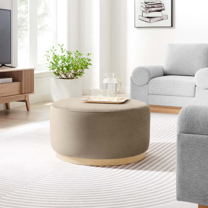 Modway - Tilden Large 29" Round Performance Velvet Upholstered Ottoman by Modway  Living Room Sofas and Armchairs Brown - EEI-6648-TAU-NAT