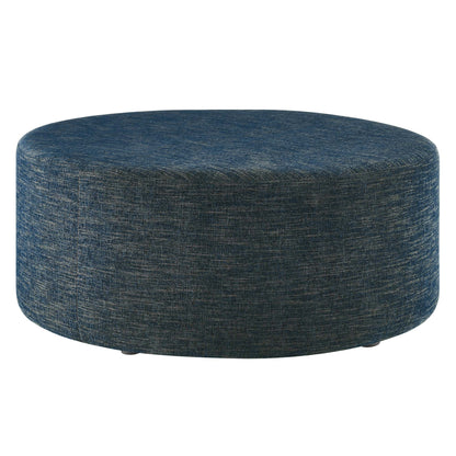 Modway - Callum Large 38" Round Woven Heathered Fabric Upholstered Ottoman by Modway  Living Room Sofas and Armchairs Blue - EEI-6649-HEA