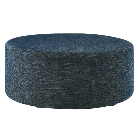 Modway - Callum Large 38" Round Woven Heathered Fabric Upholstered Ottoman by Modway  Living Room Sofas and Armchairs Blue - EEI-6649-HEA