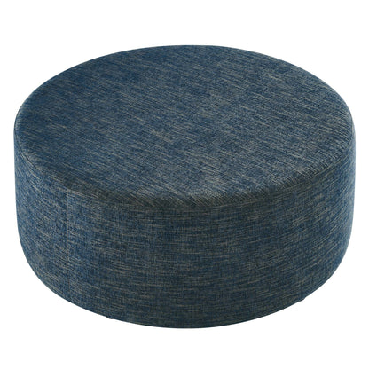Modway - Callum Large 38" Round Woven Heathered Fabric Upholstered Ottoman by Modway  Living Room Sofas and Armchairs Blue - EEI-6649-HEA