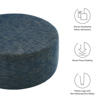Modway - Callum Large 38" Round Woven Heathered Fabric Upholstered Ottoman by Modway  Living Room Sofas and Armchairs Blue - EEI-6649-HEA