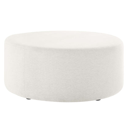 Modway - Callum Large 38" Round Woven Heathered Fabric Upholstered Ottoman by Modway  Living Room Sofas and Armchairs White - EEI-6649-HEI