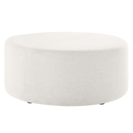 Modway - Callum Large 38" Round Woven Heathered Fabric Upholstered Ottoman by Modway  Living Room Sofas and Armchairs White - EEI-6649-HEI