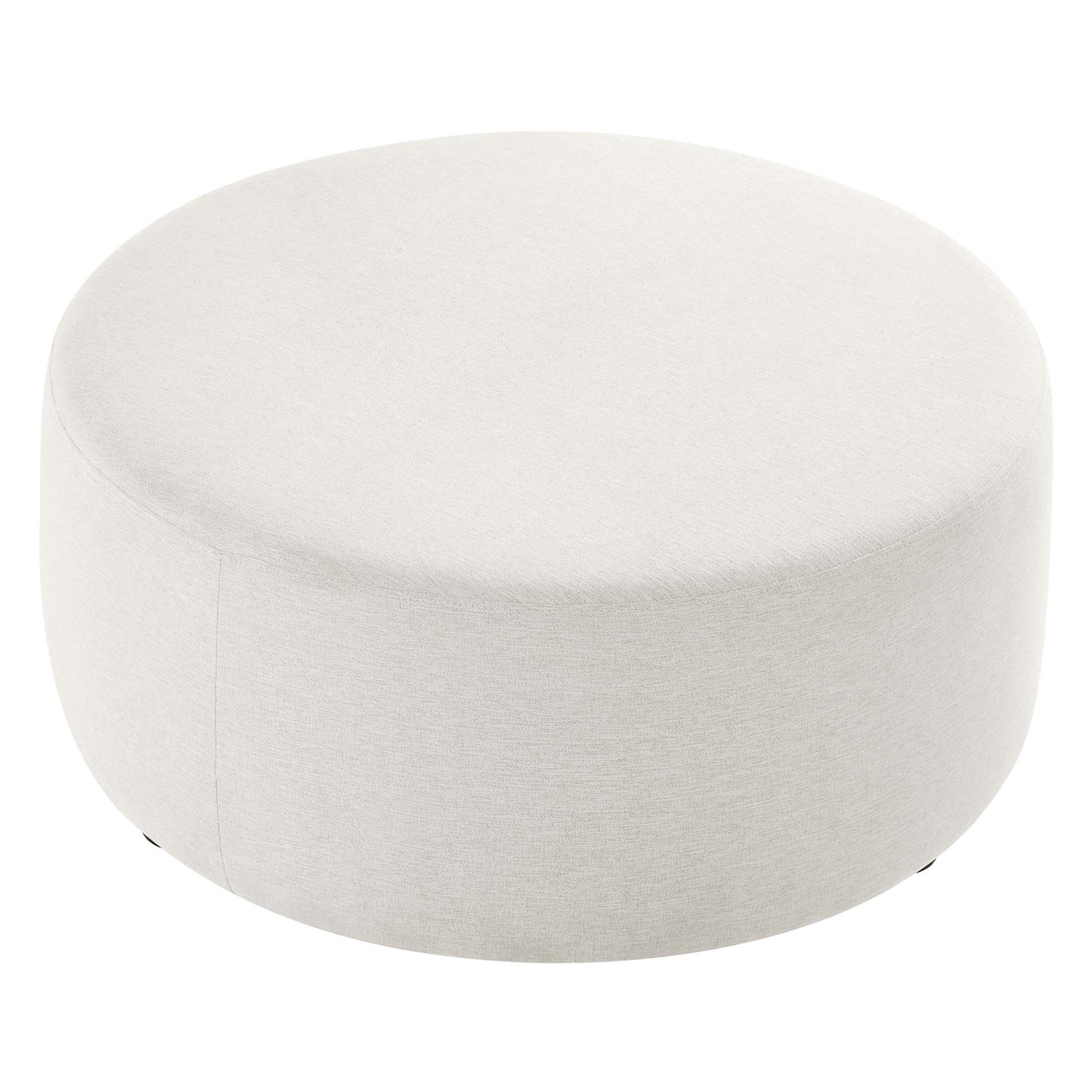 Modway - Callum Large 38" Round Woven Heathered Fabric Upholstered Ottoman by Modway  Living Room Sofas and Armchairs White - EEI-6649-HEI