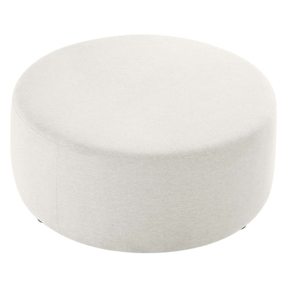 Modway - Callum Large 38" Round Woven Heathered Fabric Upholstered Ottoman by Modway  Living Room Sofas and Armchairs White - EEI-6649-HEI