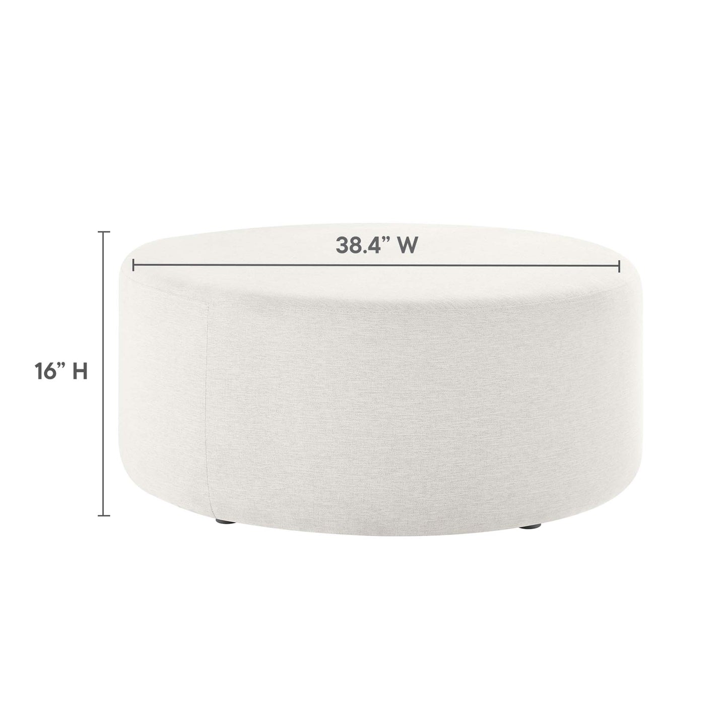 Modway - Callum Large 38" Round Woven Heathered Fabric Upholstered Ottoman by Modway  Living Room Sofas and Armchairs White - EEI-6649-HEI