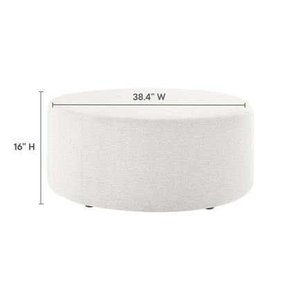 Modway - Callum Large 38" Round Woven Heathered Fabric Upholstered Ottoman by Modway  Living Room Sofas and Armchairs White - EEI-6649-HEI