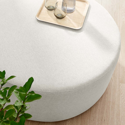 Modway - Callum Large 38" Round Woven Heathered Fabric Upholstered Ottoman by Modway  Living Room Sofas and Armchairs White - EEI-6649-HEI