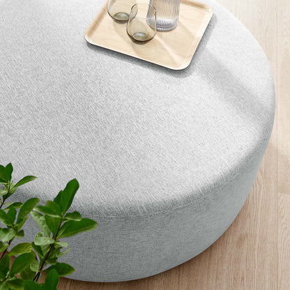 Modway - Callum Large 38" Round Woven Heathered Fabric Upholstered Ottoman by Modway  Living Room Sofas and Armchairs Gray - EEI-6649-HLG