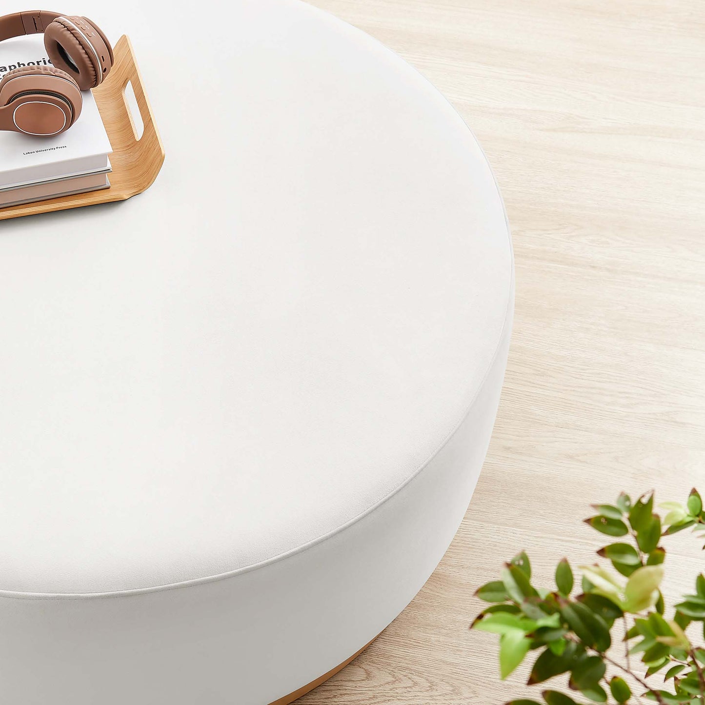 Modway - Tilden Large 38" Round Performance Velvet Upholstered Ottoman by Modway  Living Room Sofas and Armchairs White - EEI-6650-ALA-NAT